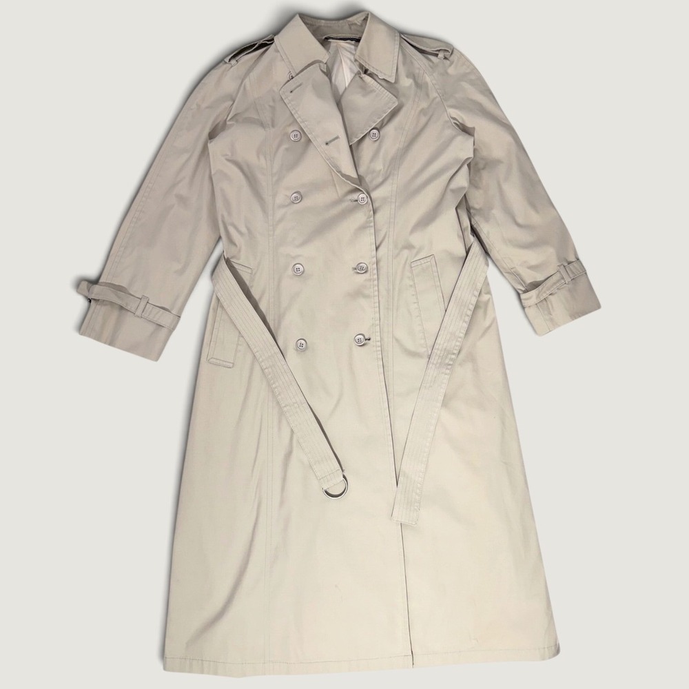 London Fog 1980's Vintage Trench Coat Womens XL Tan Good